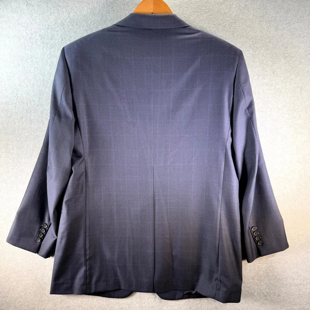 Brooks Brothers Saxxon 1818 Regent Blazer Mens 42RW36 Navy Checkered Notch Lapel